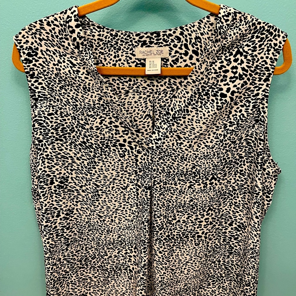 Rachel Zoe Sleeveless Sheer Tank Animal Print